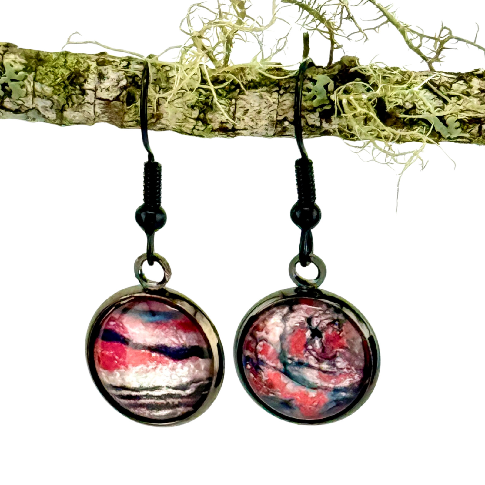 Dangle Earrings Handmade “Glittery Skies” Electroplated French Earwires