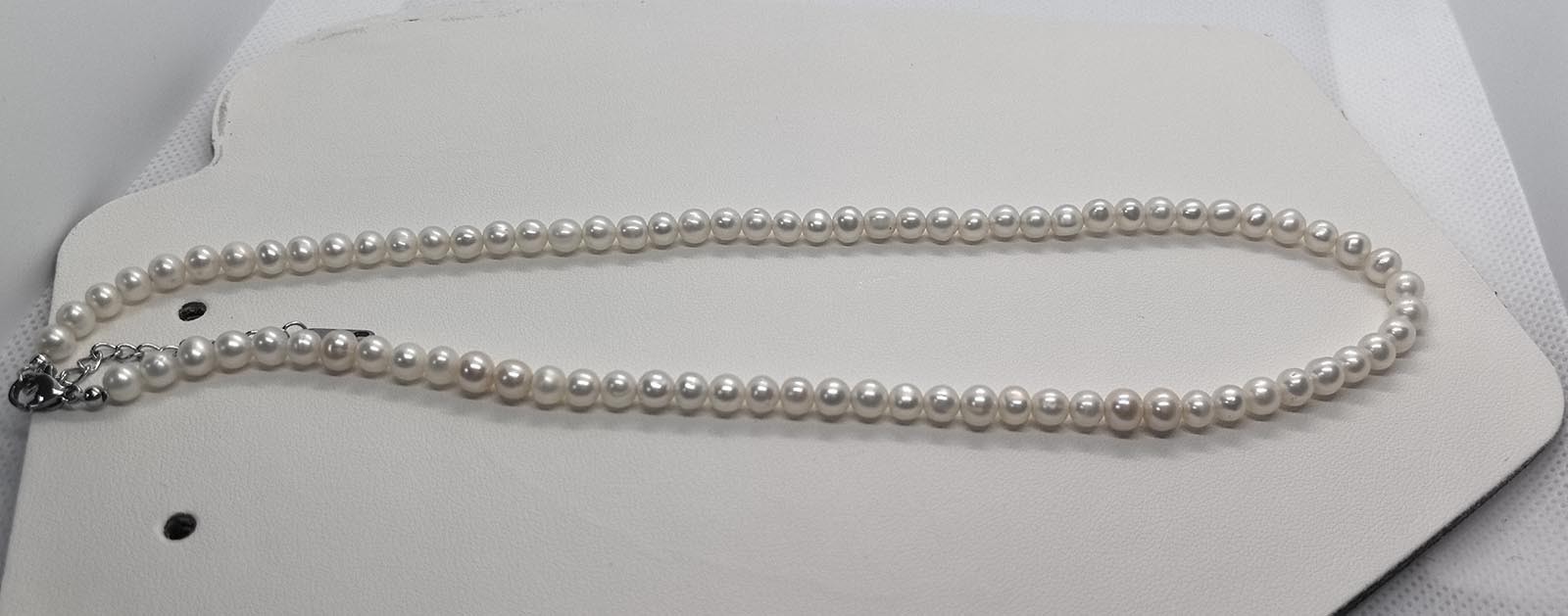 5-6mm Natural Near Round Pearl Necklace Freshwater White Pearl Jewelry Gift