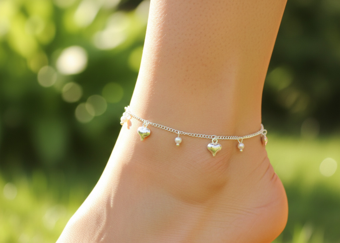 Silver Tone Brass Anklet Silver Plated Designer Anklet Minimalist Charm Anklet