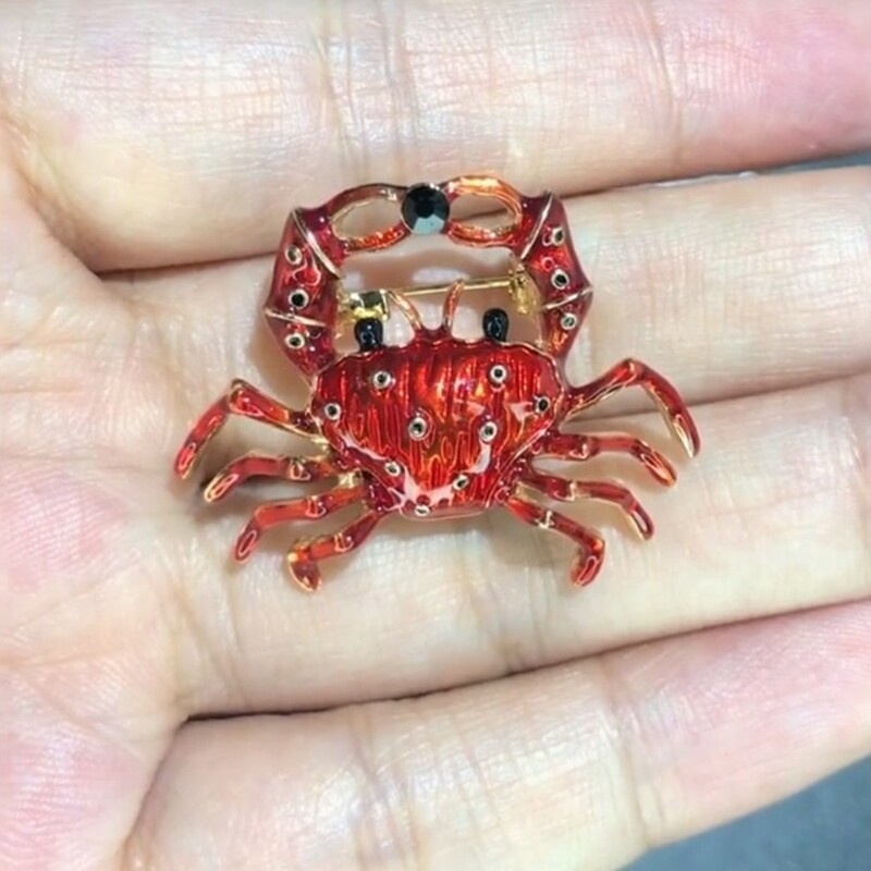 Lovely Crab Brooches For Women Sparking Sea Animal Coat Backpack Gifts Hot Sale