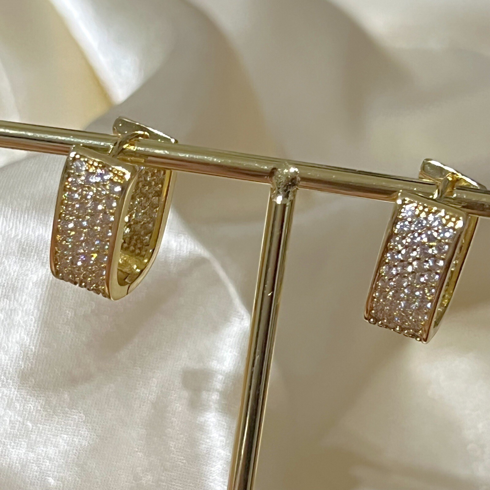 18K Gold Plated Sparkling Hoop Earrings Daily Wear