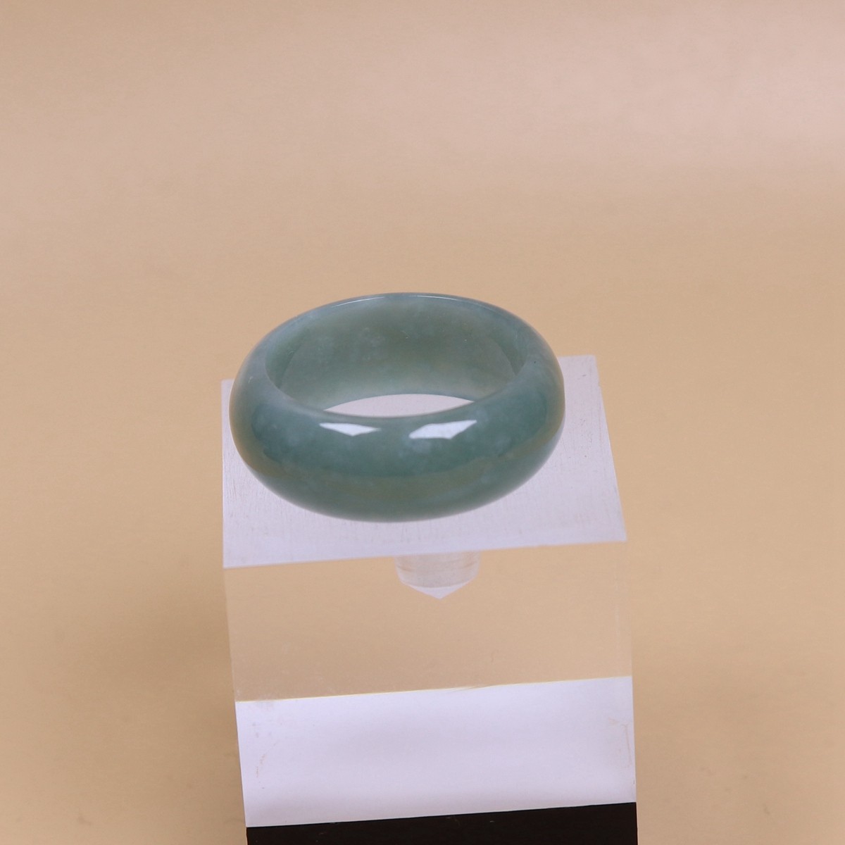 Certified Green 100% Natural A Jade jadeite 19.2 mm Ring US 9.3 # 戒指 42495a