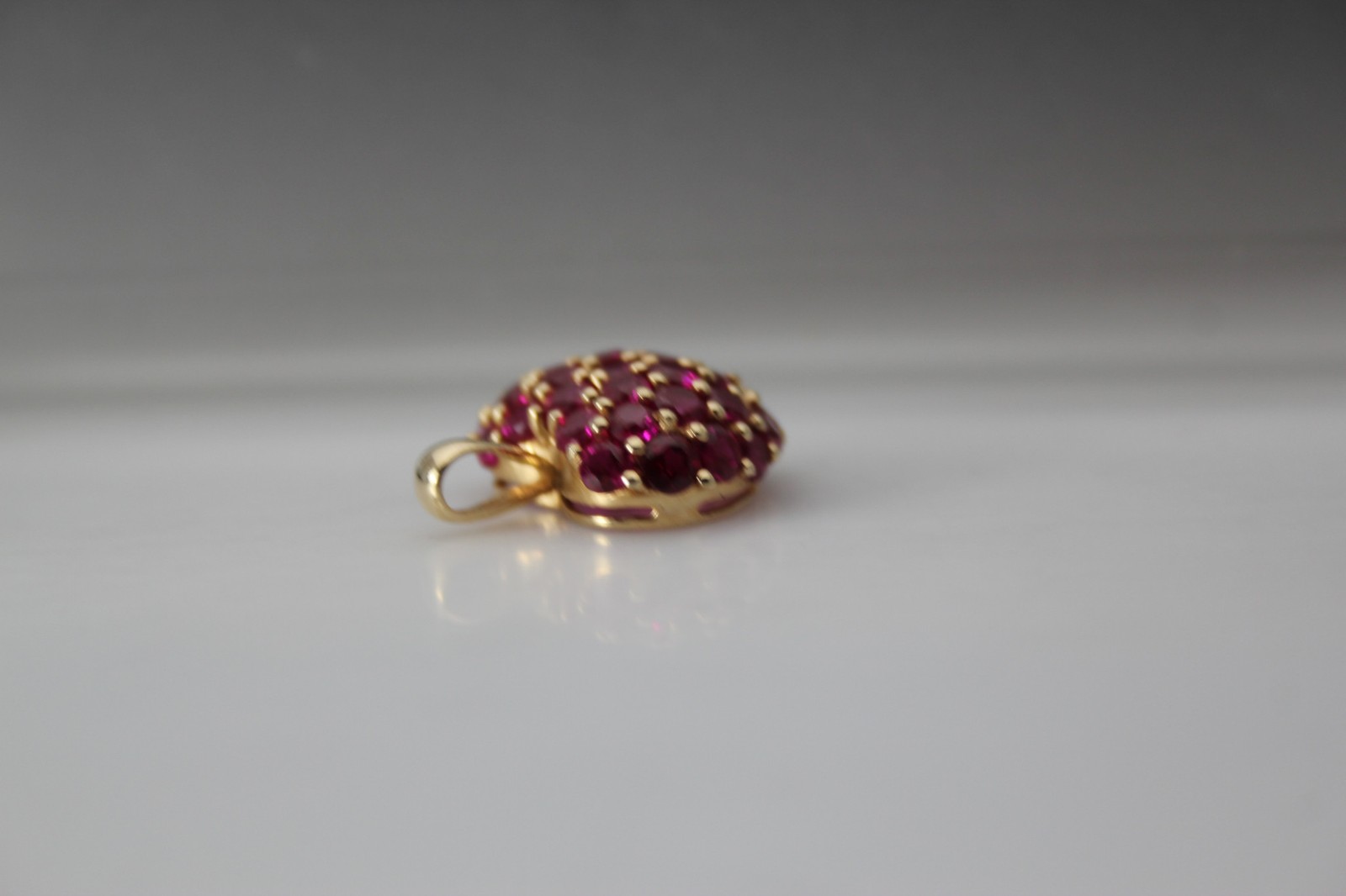14K Yellow Gold Treated Ruby Cluster Heart Shaped Pendant 5.6 Grams (PEN10195)