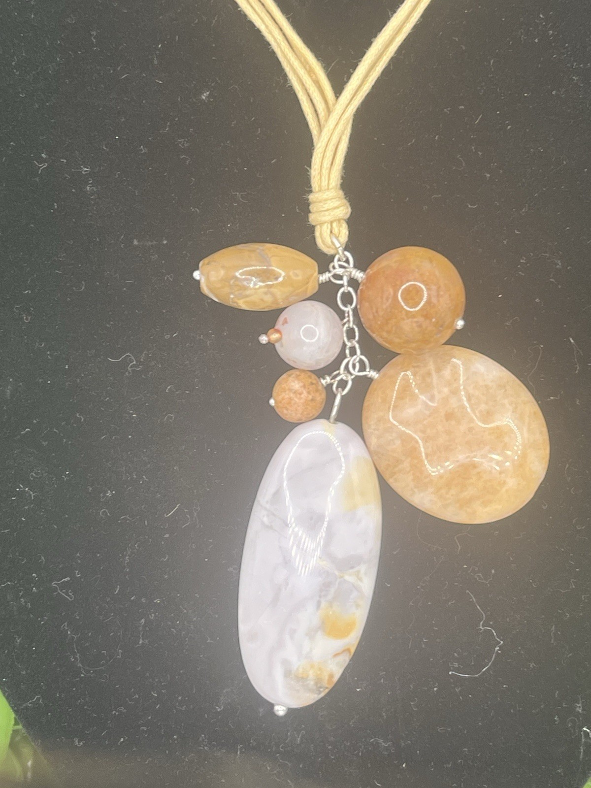 Bohemian-style Necklace Features Natural Gemstones on A Yellow Cord