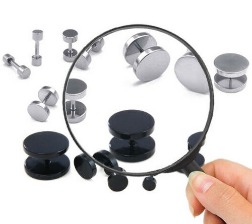 Stainless Steel Unisex Men Women Barbell Stud Earrings Punk Ear Piercing Plugs