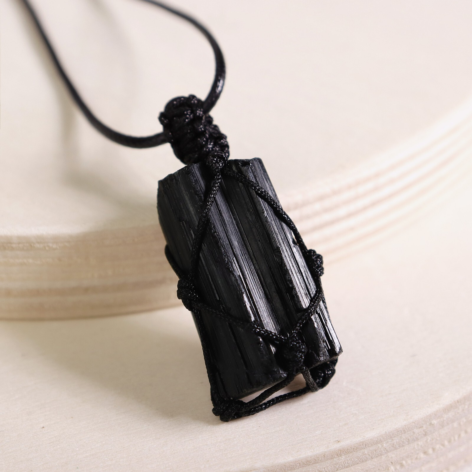 Rough Raw Black Tourmaline Wire Wrapped Pendant Women Men Stone Healing Necklace