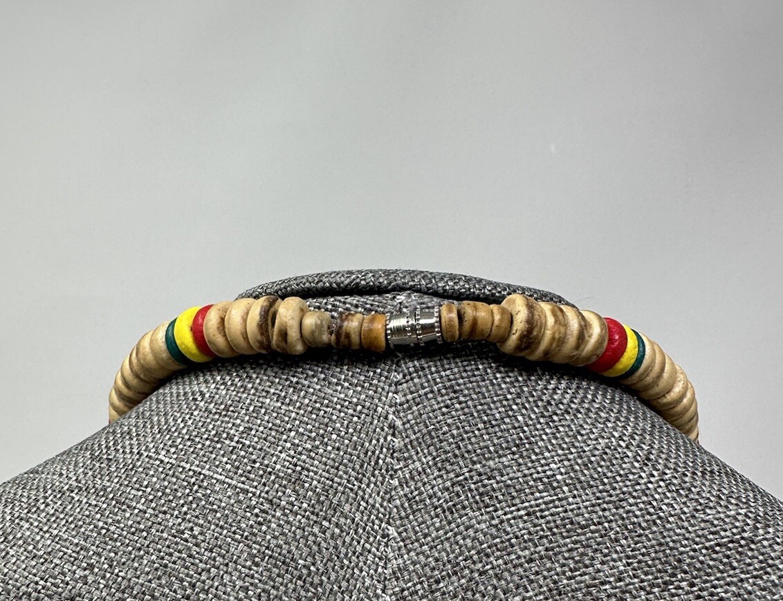 Handcrafted Rasta-Inspired Wooden Necklace – Unisex, 19″ or 23″, Boho Style