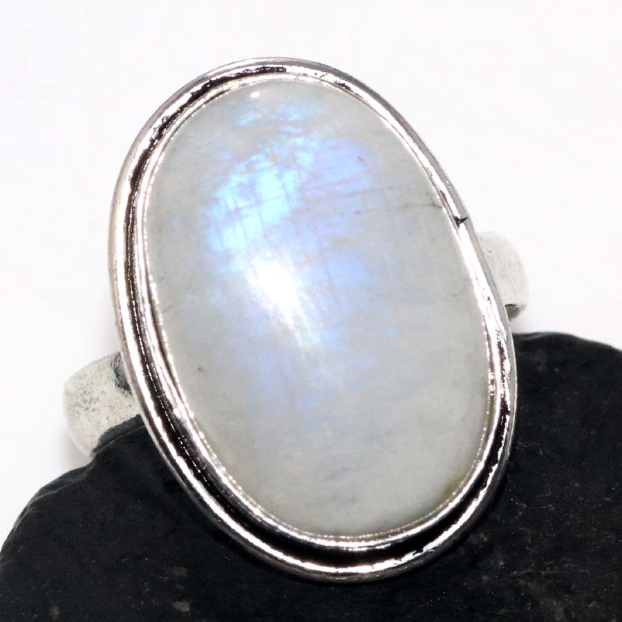 925 Silver Plated Rainbow Moonstone Ring US 8 New Arrival Most Beautiful MJ