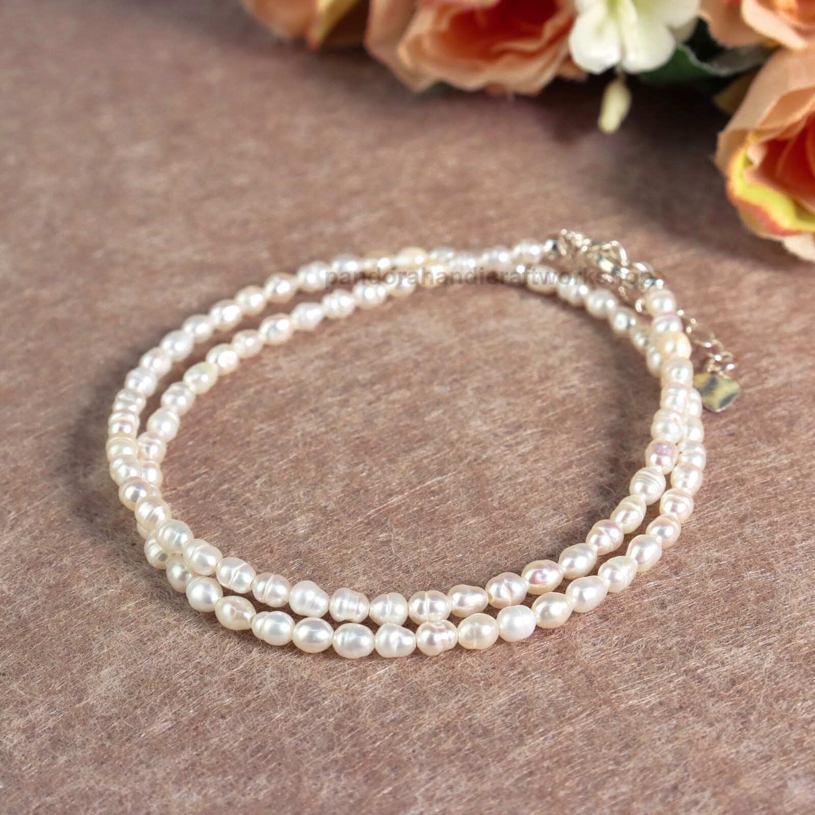 Tiny Freshwater Rice Pearl Beaded Dainty Choker Necklace June Birthstone Gifts