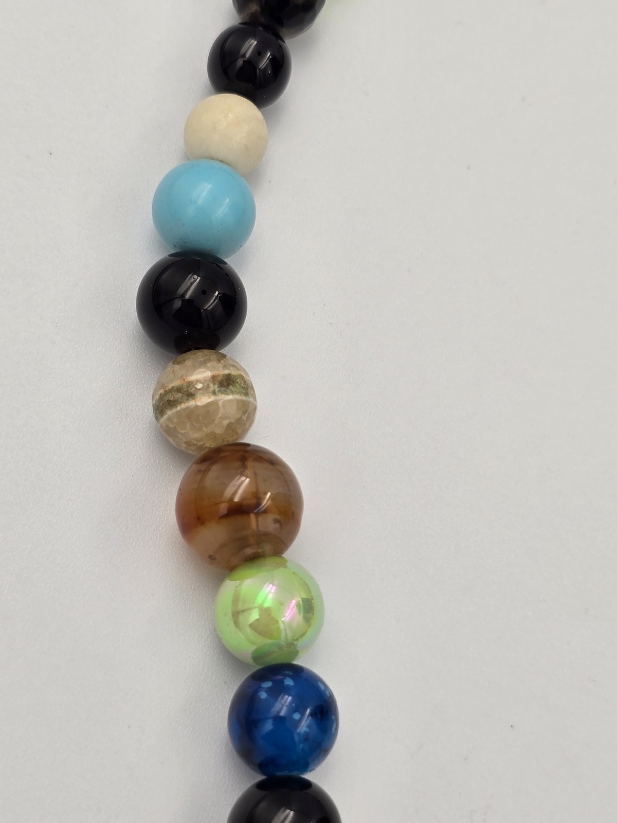 Colorful Multi Gem Stone Beaded Necklace Turquoise Style Center Bead