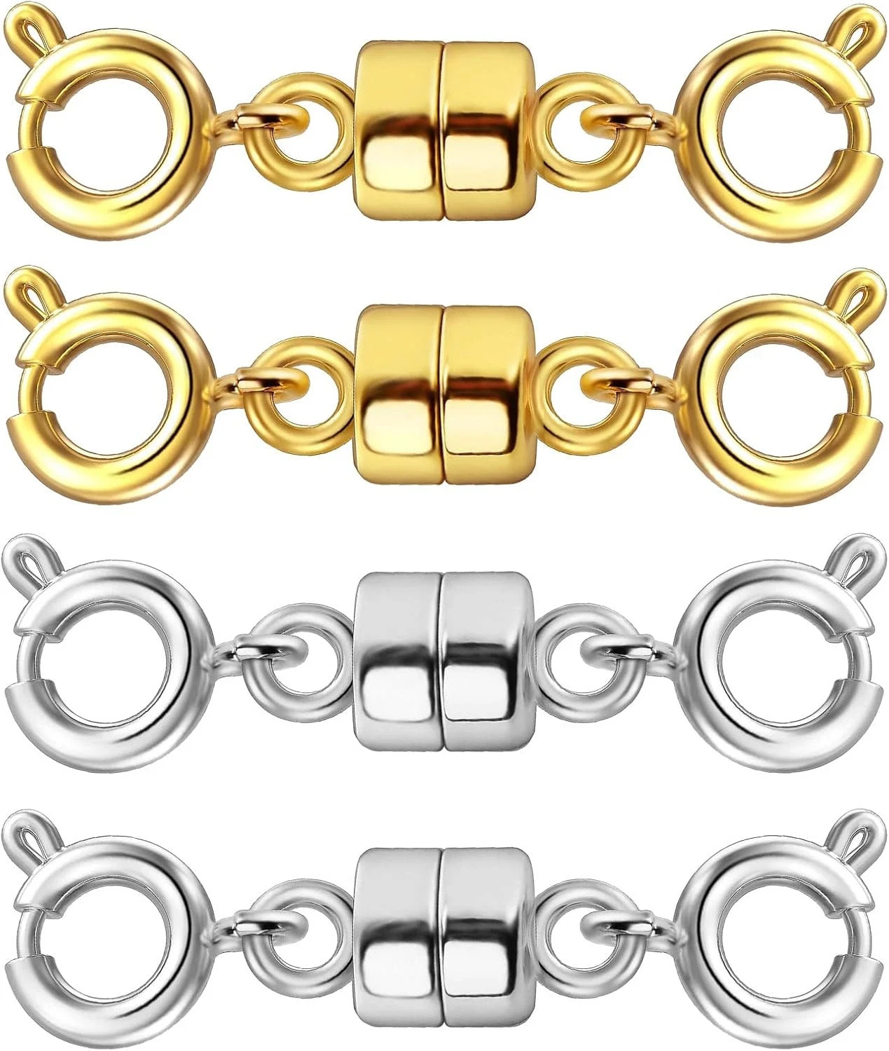 Double Magnetic Necklace Clasps and Closures 14K Gold and Silver Bracelet Extend