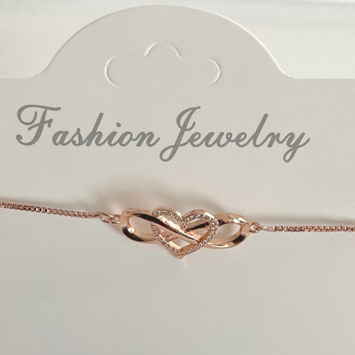 Bracelet Rose Gold Tone Heart Infinity Adjustable Slider Bolo Romantic Style New