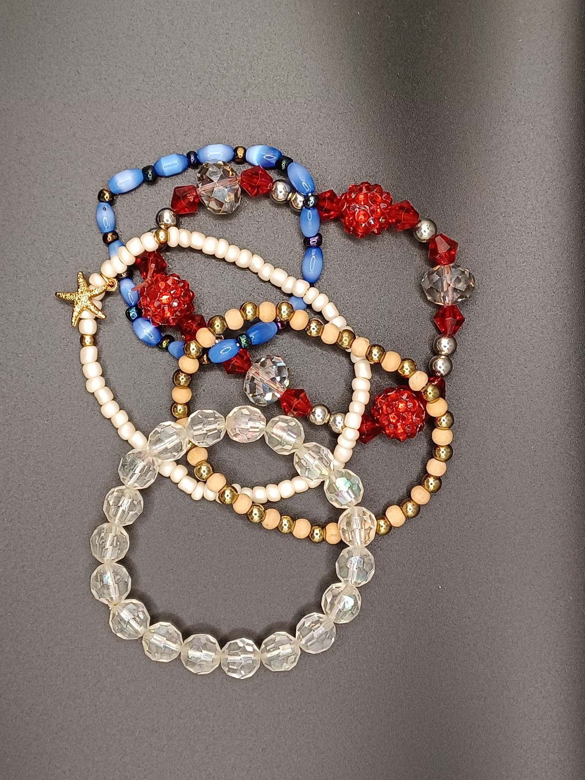 Huge Lot 30 Stackable Beaded Bracelets Glass Shell Stone Crystal Rhinestone Boho