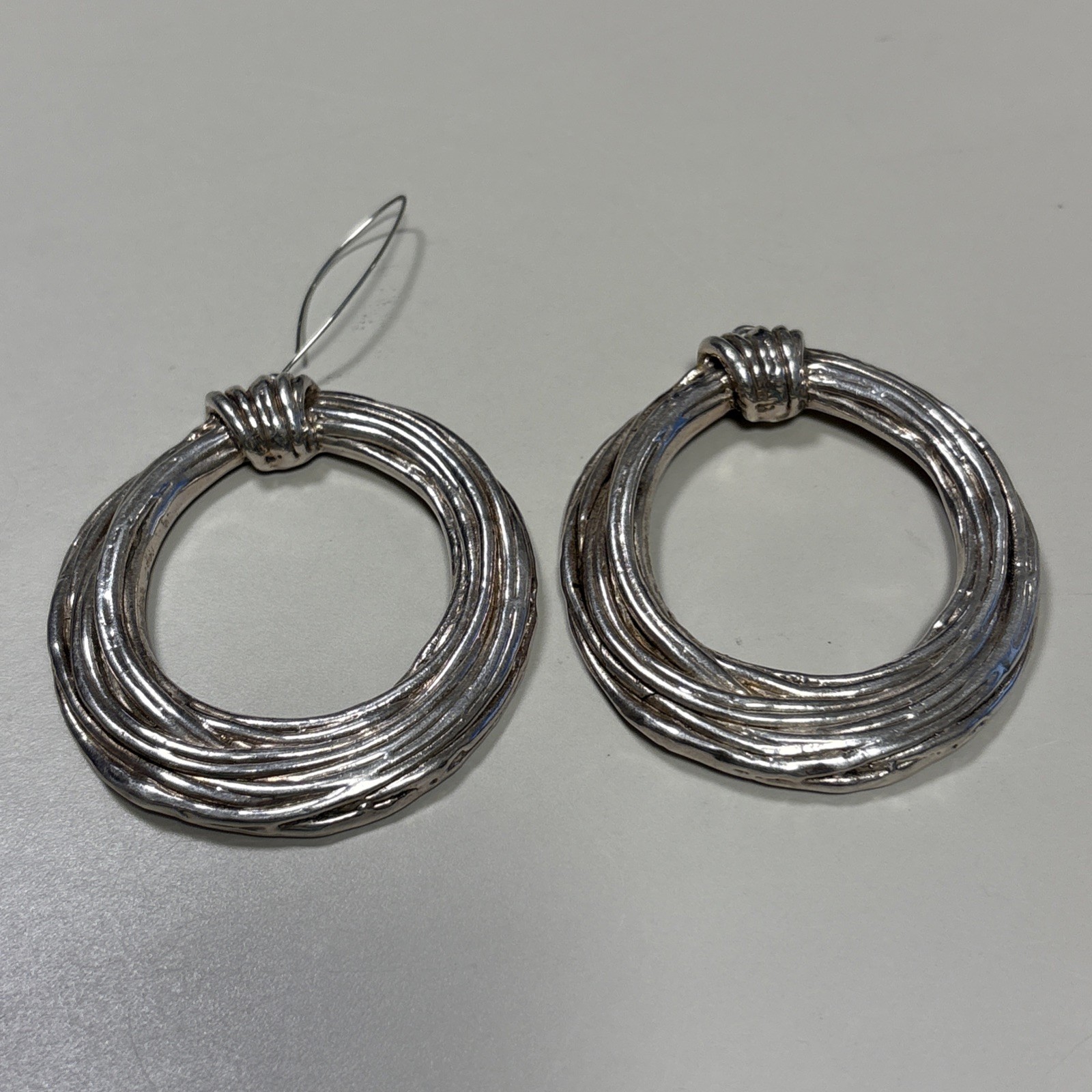 Israel Sterling Silver 925 Earrings; 28grams; Multistrand Nest Design