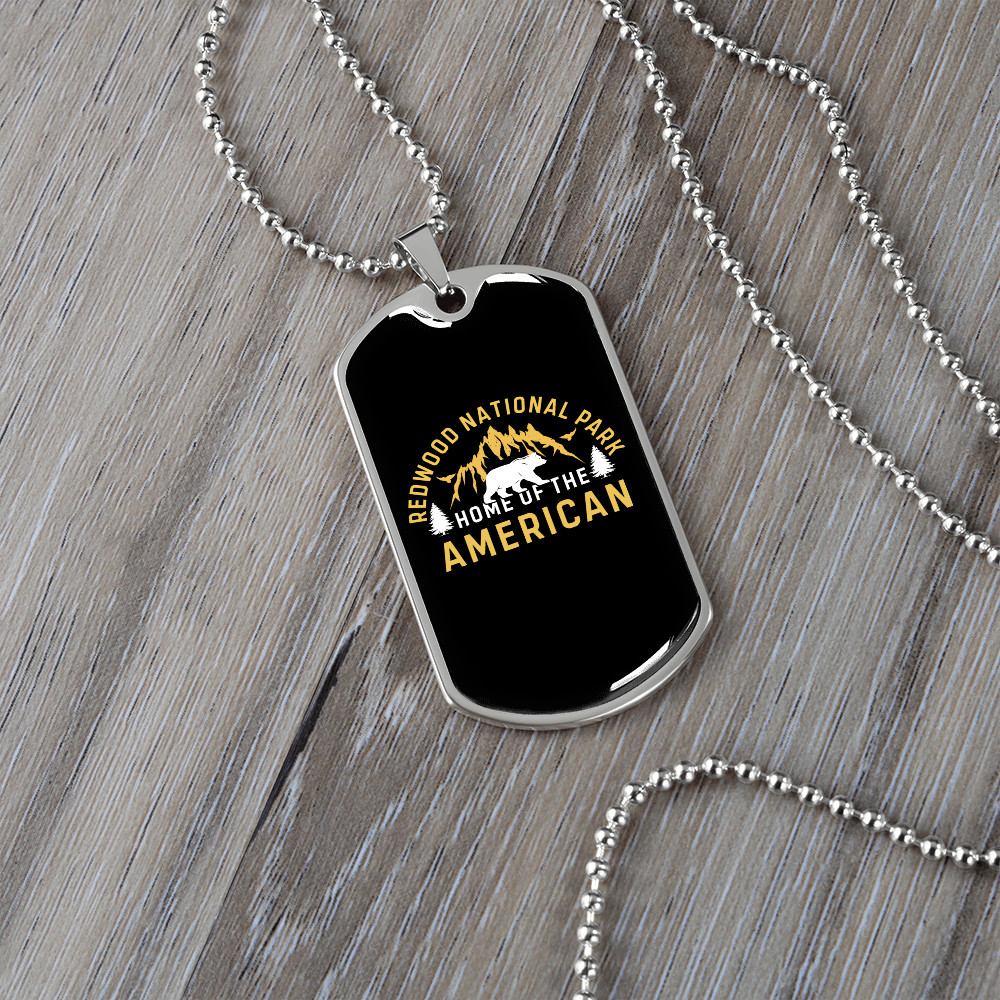 Camper Necklace Home of The American Necklace Stainless Steel or 18k Gold Dog T
