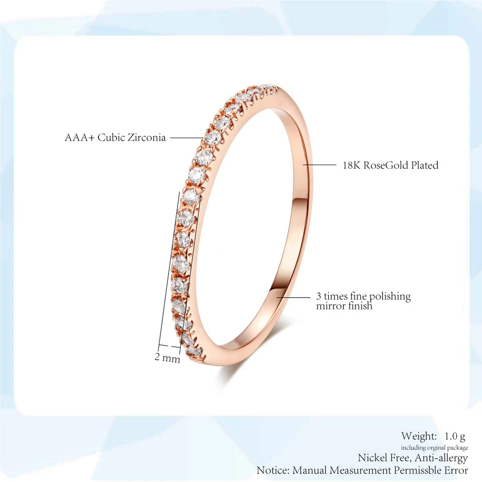 Micro Pave Ring Simulated Zirconia Tension Setting Band Stackable Jewelry