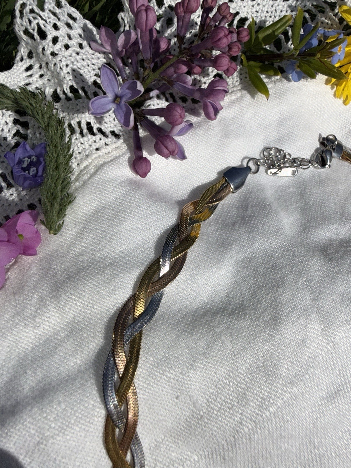 Tri Colored Gold Plated Necklace Made In Mexico