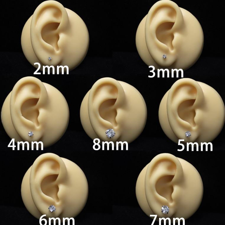 Hypoallergenic Gold-tone Stainless Steel Round CZ Stud Earrings Screw Back PE31