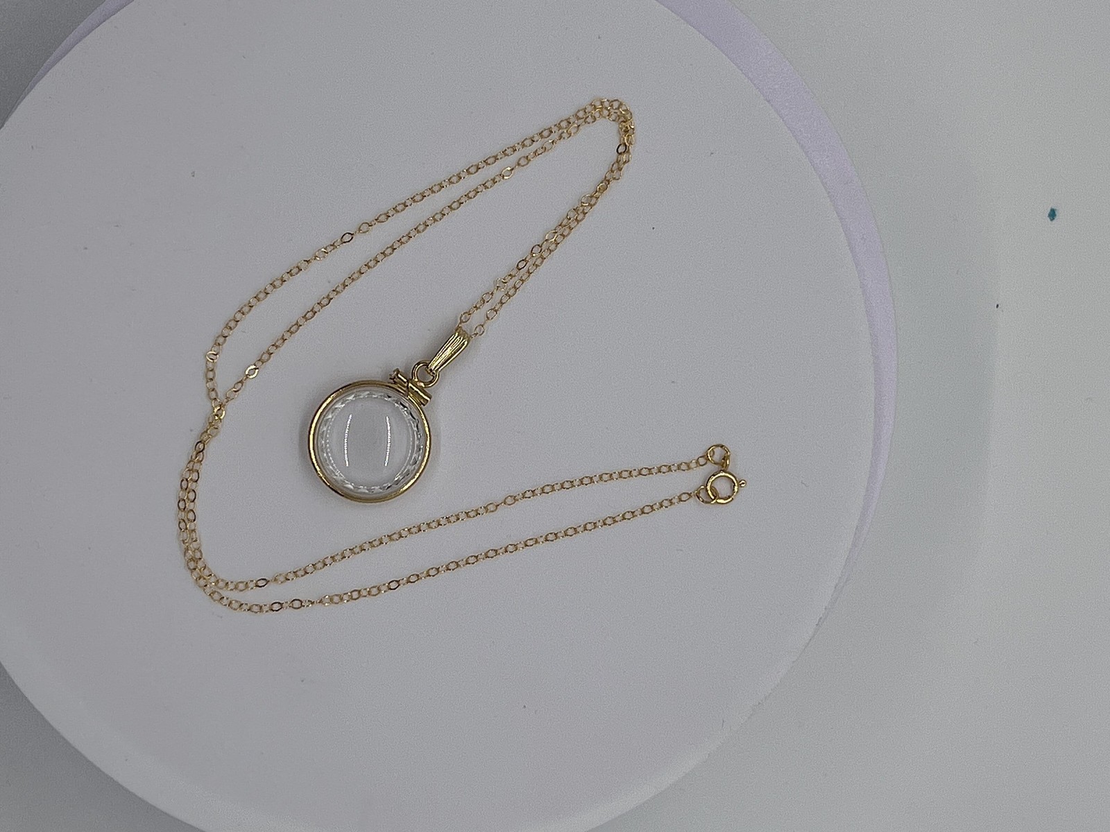 Solid 14k gold REVERSIBLE 16mm Empty Diamond Edge Handmade shaker Locket