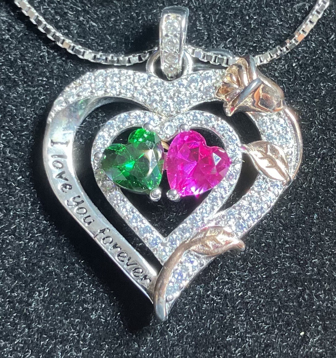 Brand New Sterling Silver Heart Pendant Necklace by IEFEL * I LOVE YOU FOREVER