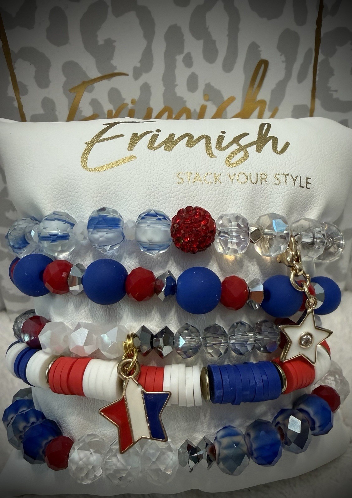 New ERIMISH Bracelets 5 Pc – Red, White & Blue Custom Regular, Kids, Or Extended