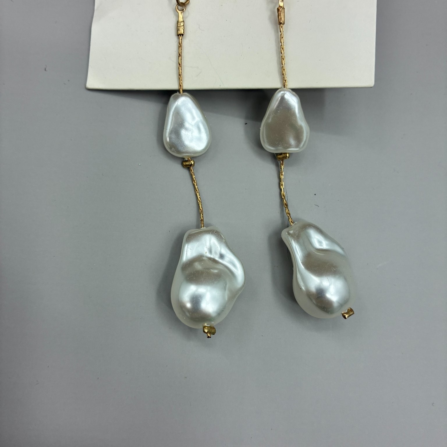 A New Day Dangle Earrings 3.5in Gold Tone Faux Pearl Drop