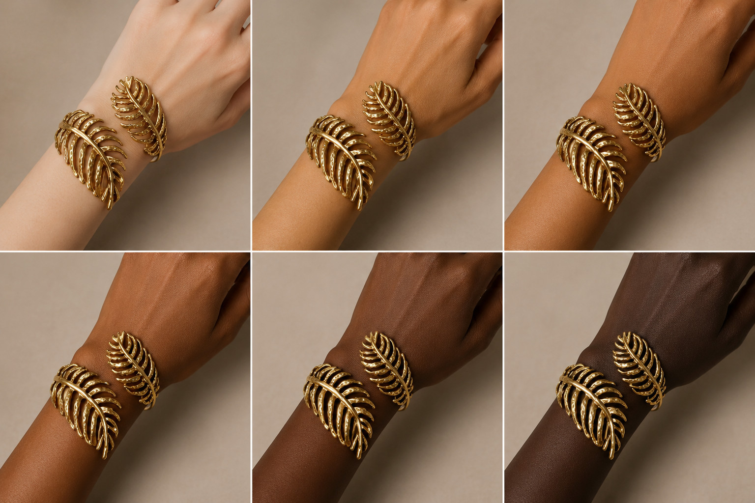 Zara Gold Tone Leaf Bracelet Hinged Wrap Around Palm Large Statement New