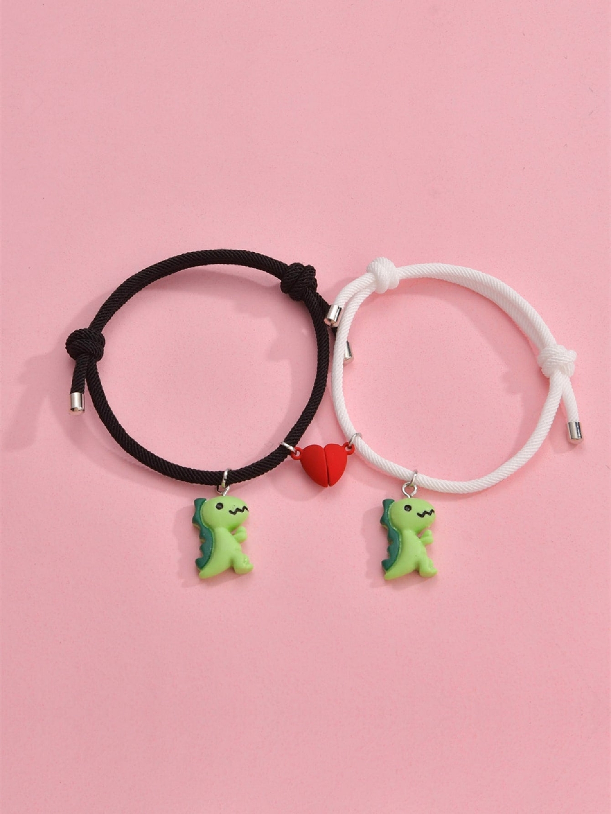 2pcs Dinosaur Charm Bracelet for Couples Matching Bracelet for Her Gift for Him