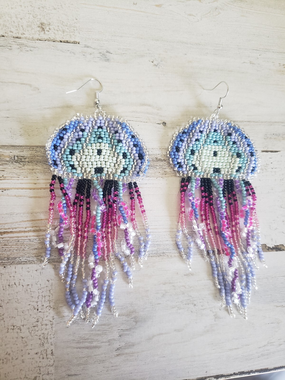 Jellyfish earrings bead jewelry ocean sea beach love gift cute hippie style cool