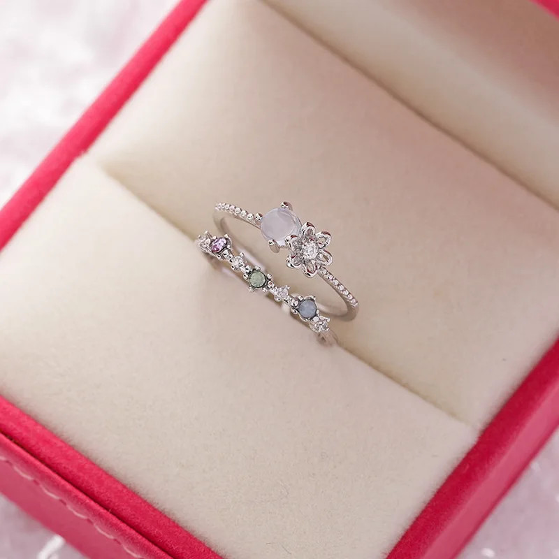 Zircon Heart Ring Tension Setting Rose Gold Plated Cocktail Women Jewelry