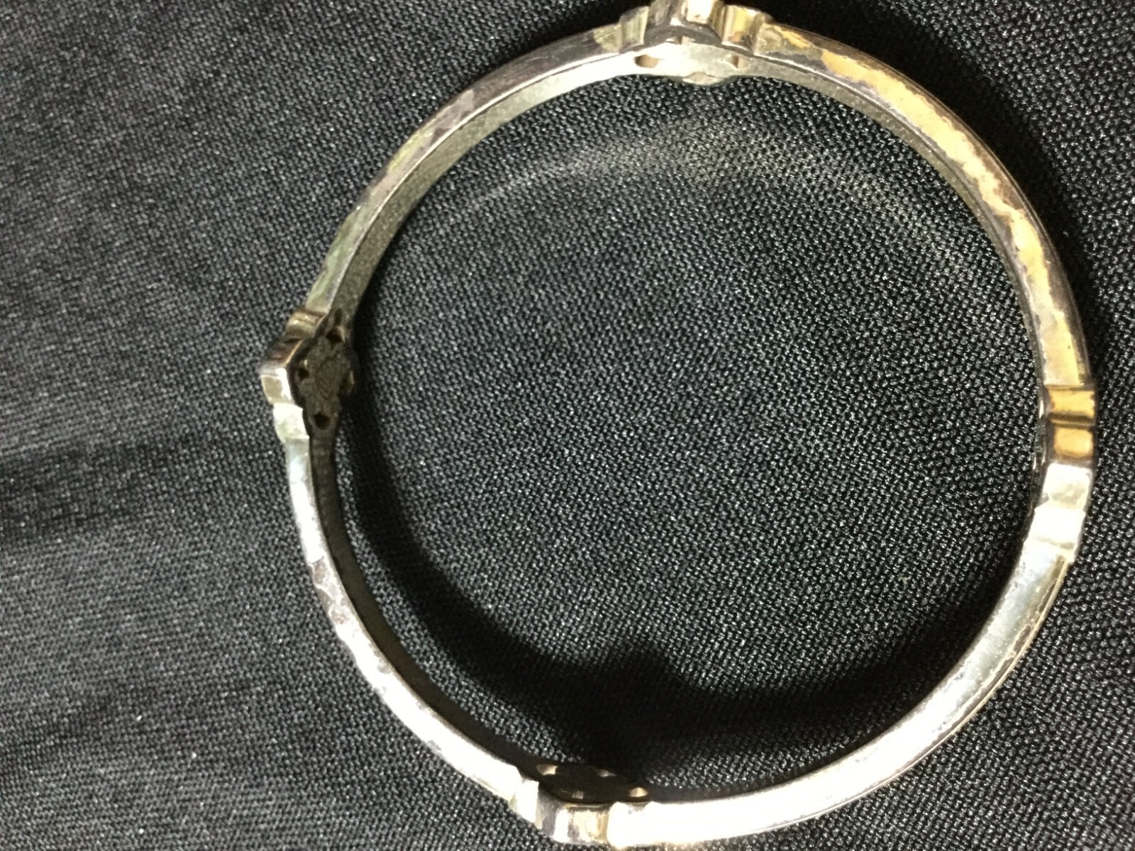 vintage Brighton Toledo Crystal Silver Plate distressed Bangle Bracelet