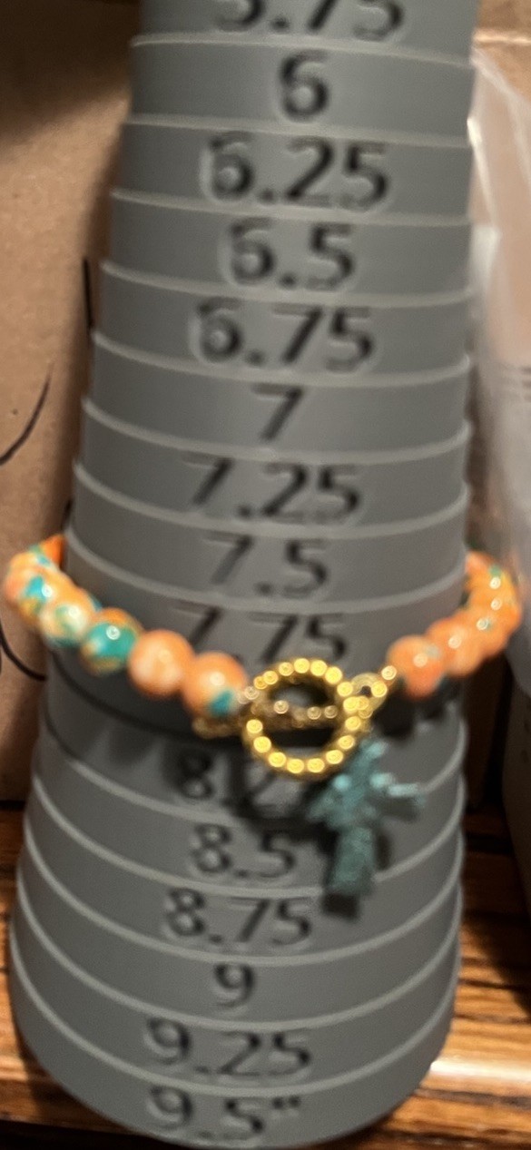 Composite Turquoise Beads Sedona Sunset Bracelet w/ Patina Cross NEW Handmade