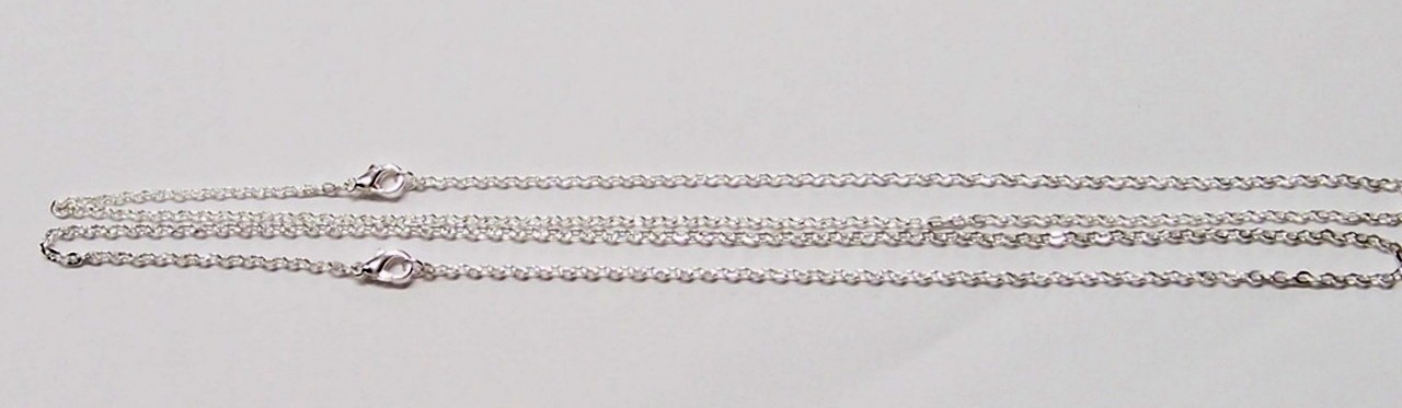 2 Silver Plated 18″ Sturdy Chains with Lobster Clasp Necklace for Pendants, Nice