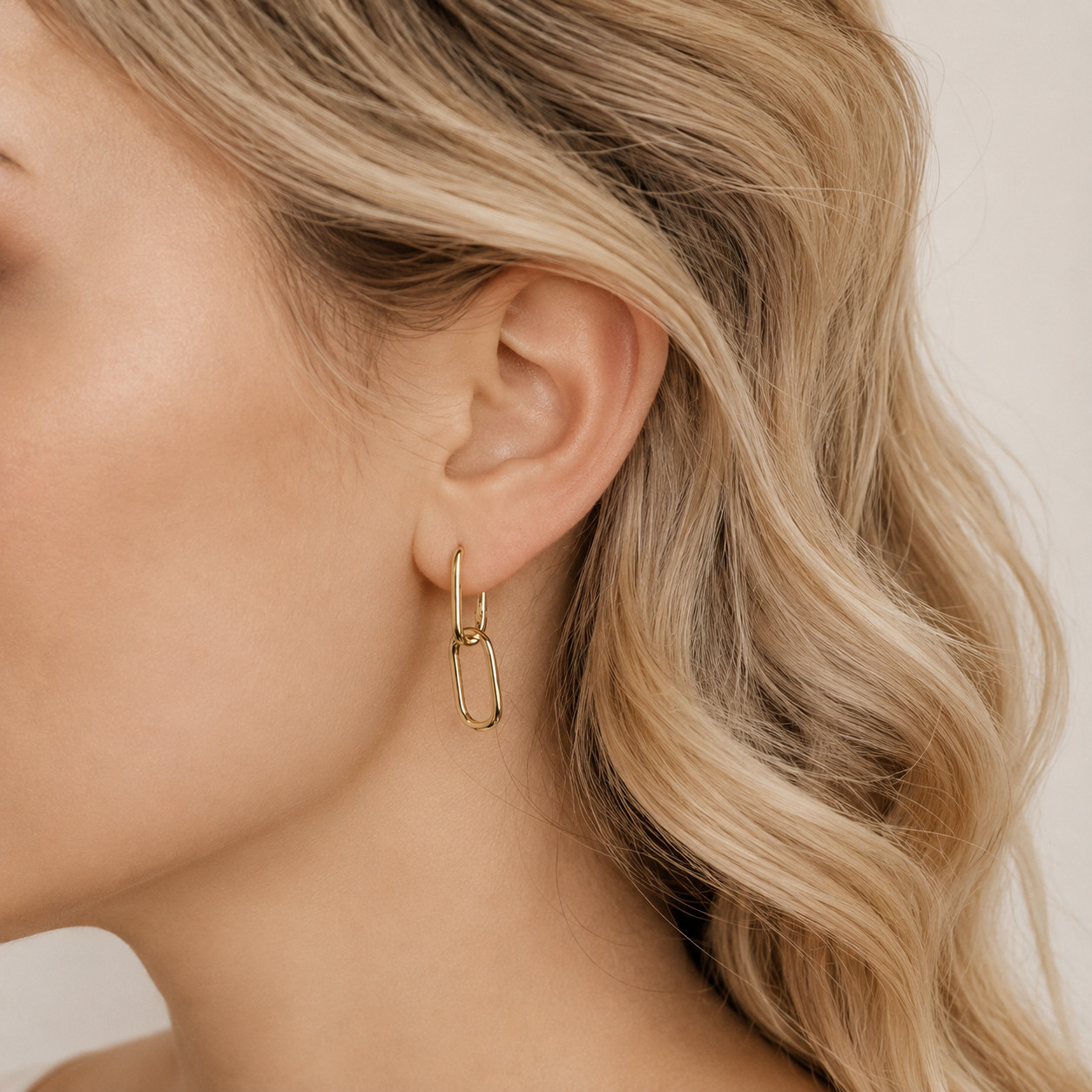 Double Link Drop Earrings Geometric Open Link Dangle Earrings Gift for Her