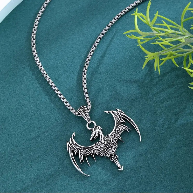 Dragon Celtic Knot Necklace Jewelry Vintage Silvery Magical Gothic Pendant