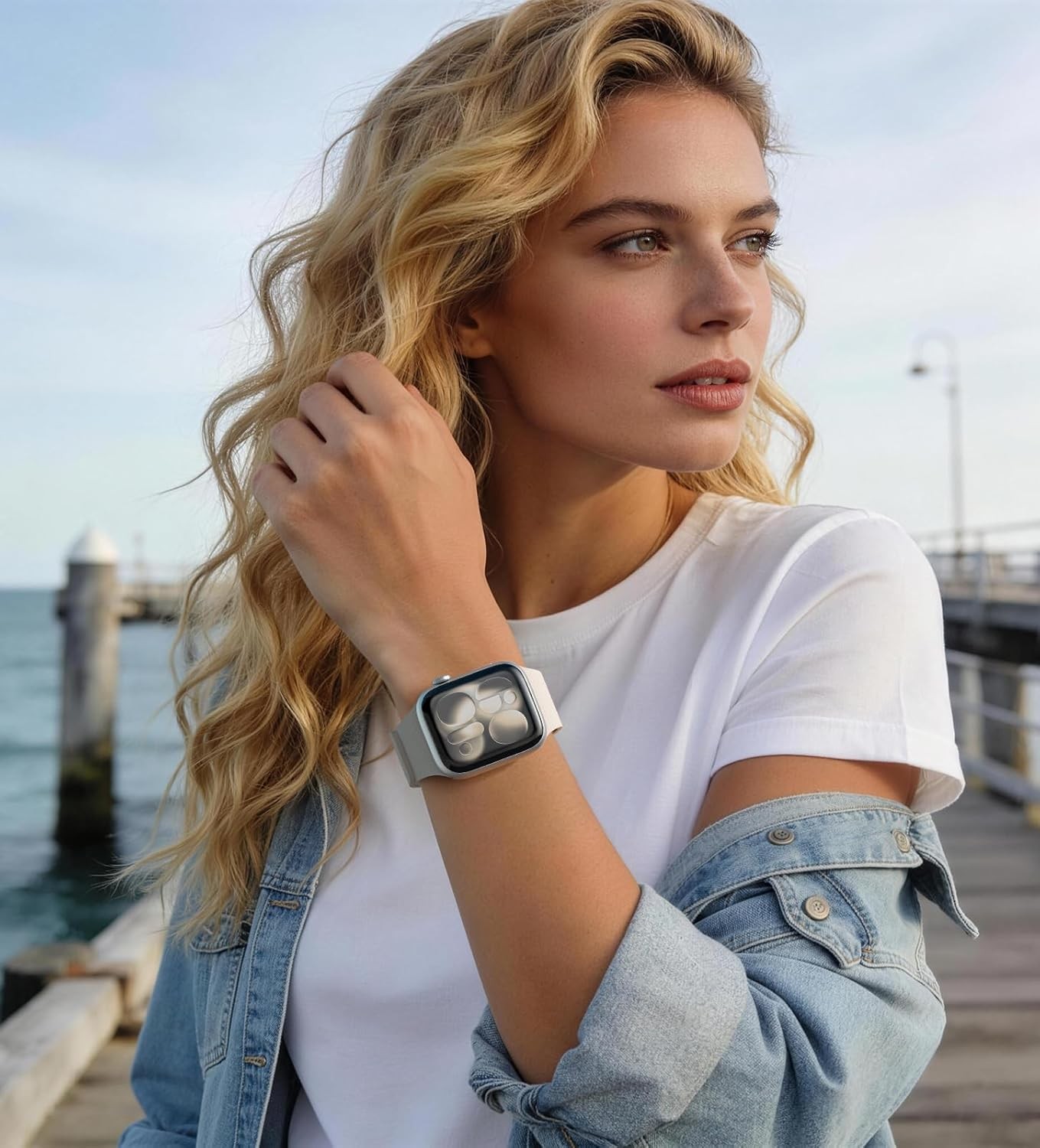 Magnetic Silicone Watch Band Fits Apple Watch 42 41 40 38 Starlight