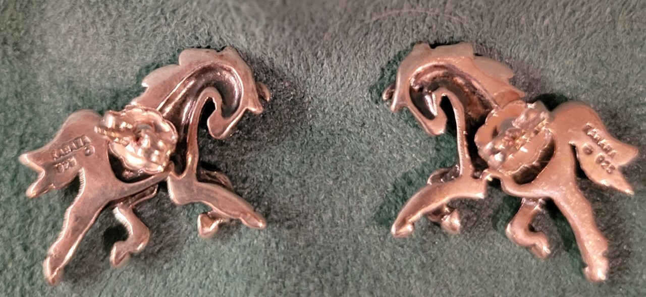 Kabana Sterling Silver Prancing Horse Pierced Earrings -Brand New