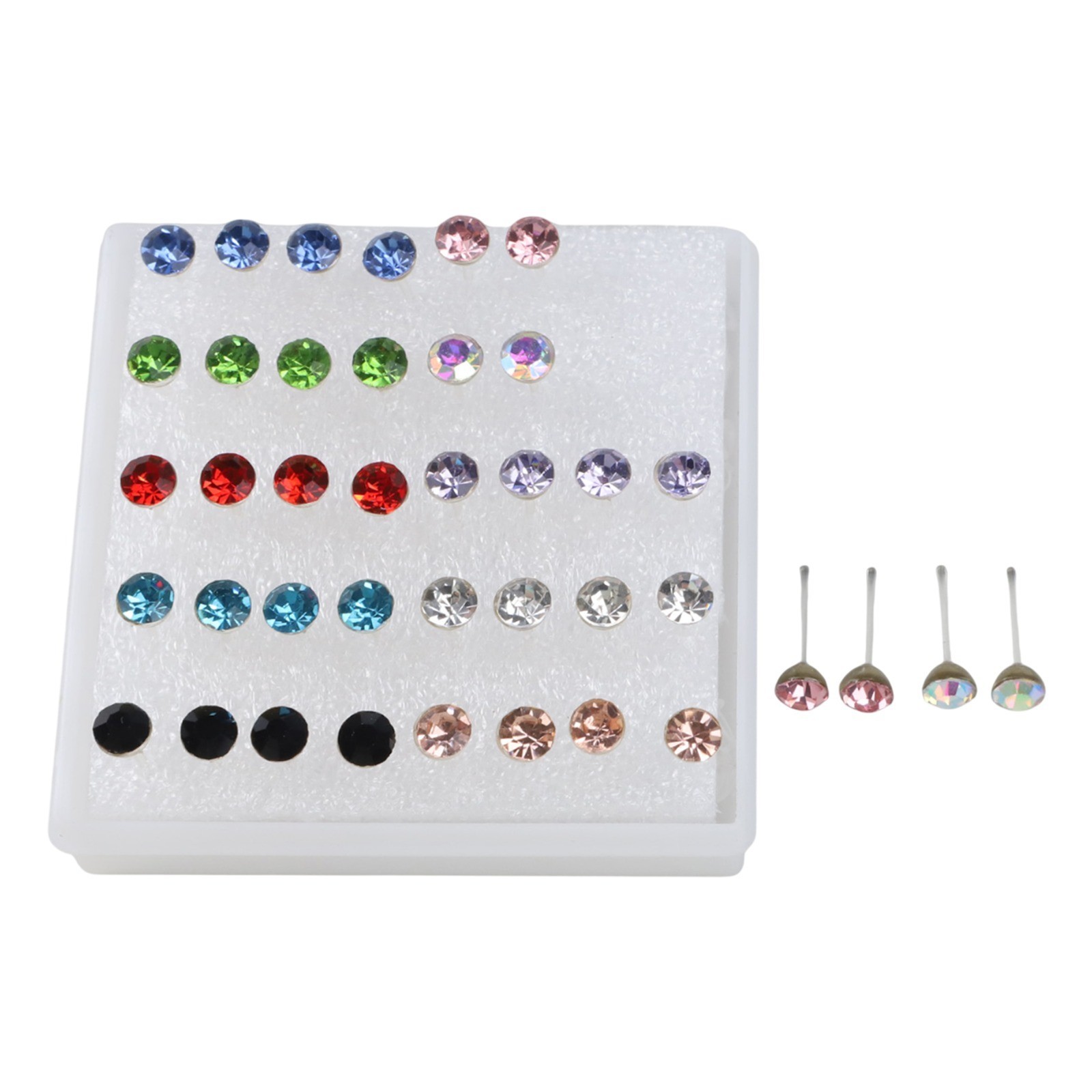 20 Pairs Stylish Zircon Earrings Set in Various Colors for Fashion Lovers