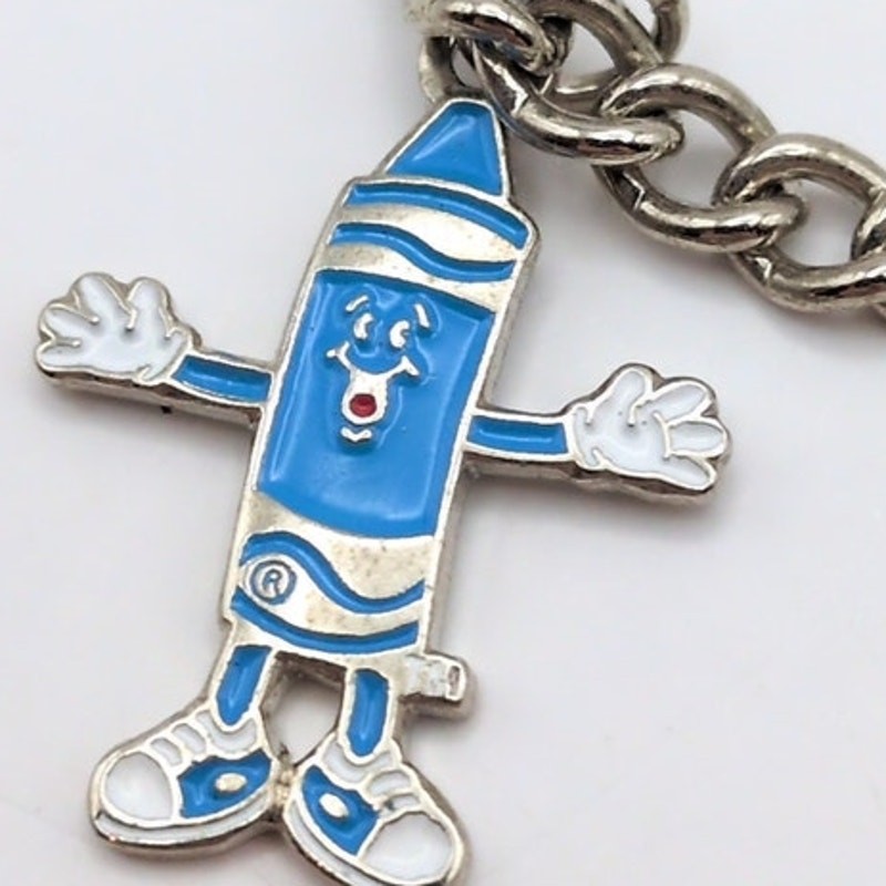 Y2K 2007 Crayola Colorful Crayons Charm Bracelet Chain Silver Tone 7.5in