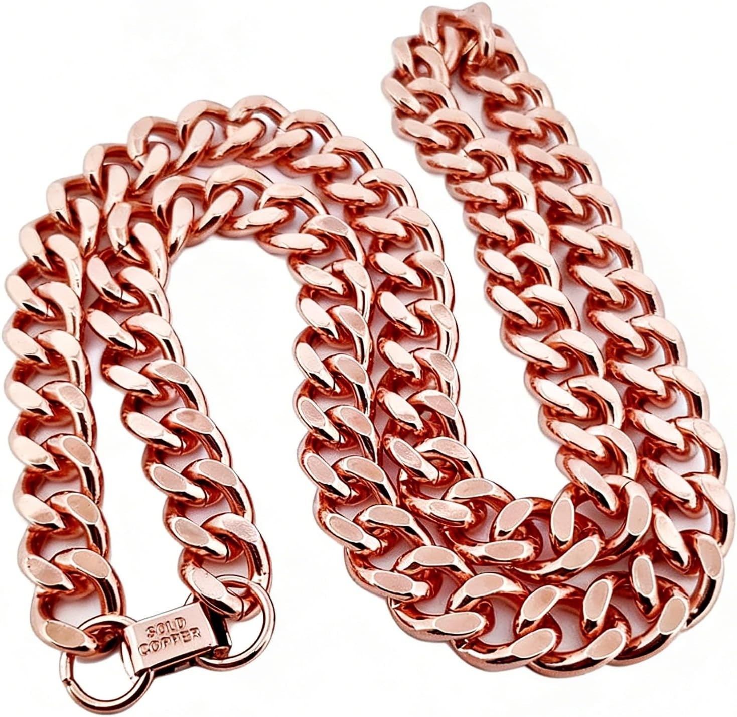 1 Pure Copper Cuban Link Necklace Heavy Solid Statement Jewelry Chain 24″ Unisex