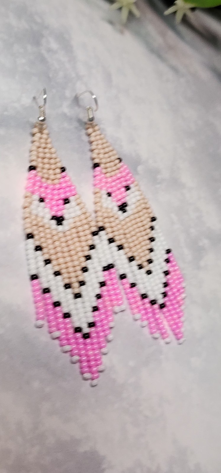 Beaded Fix Desing Chandelier Earrings. Fox Desing. Long 3.5 In