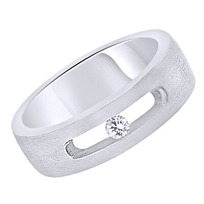 1/10 Ct Round Natural Diamond Band Men’s Ring in 14k White Gold Plated Sterling