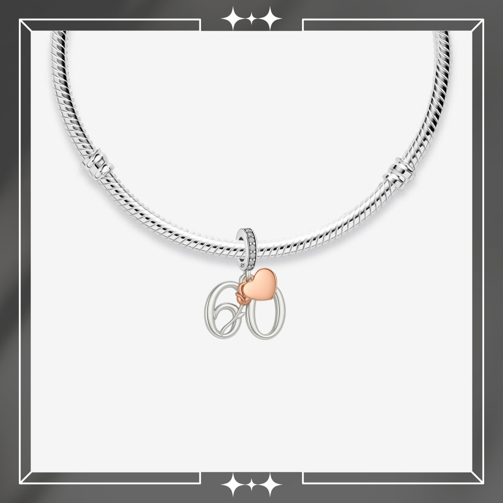 60th Birthday Charm For Bracelet, 60th Charm, Birthday Charm