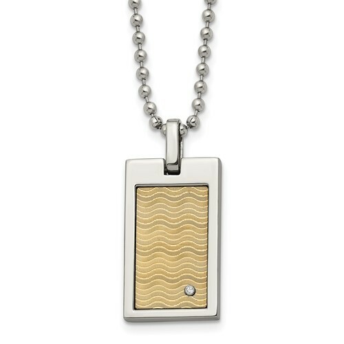 *BRAND NEW* Chisel Stainless Steel 18k Gold Accent Diamond Necklace SRN366-24