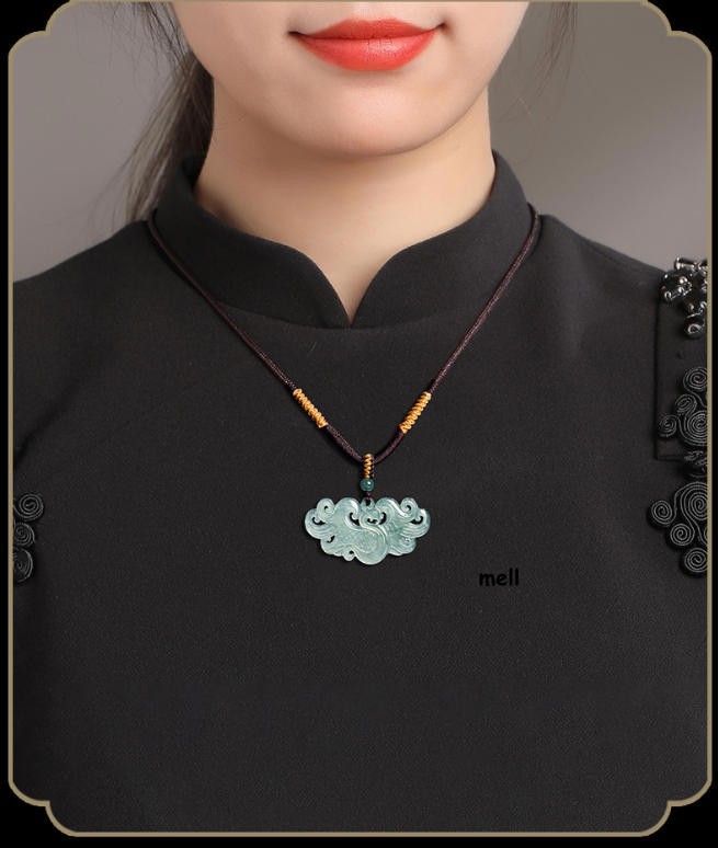 Natural Type A Icy Blue Water Jadeite Phoenix Pendant For Men Women Amulet Neckl