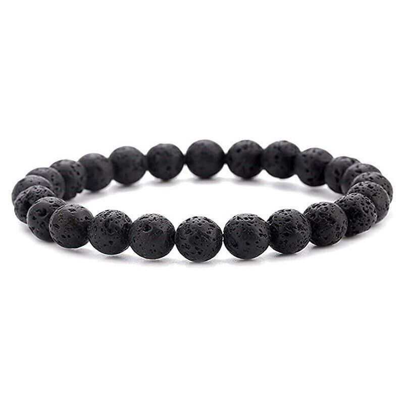 4PCS Men Bracelet Classic Lava Rock Tiger Eye Gem Stone Beaded Healing Boyfriend