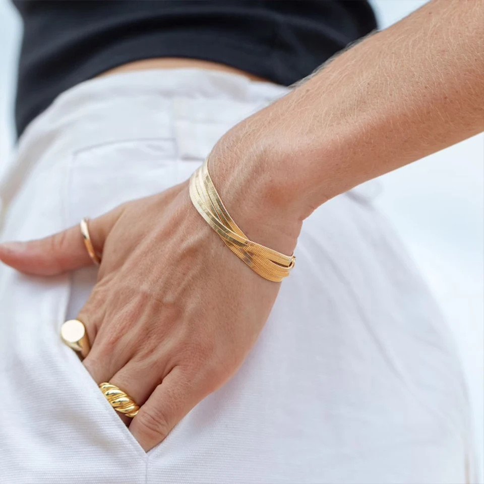 Stainless Steel Bracelet Snake Chain Gold Color 2mm 3mm 4mm 5mm Jewelry