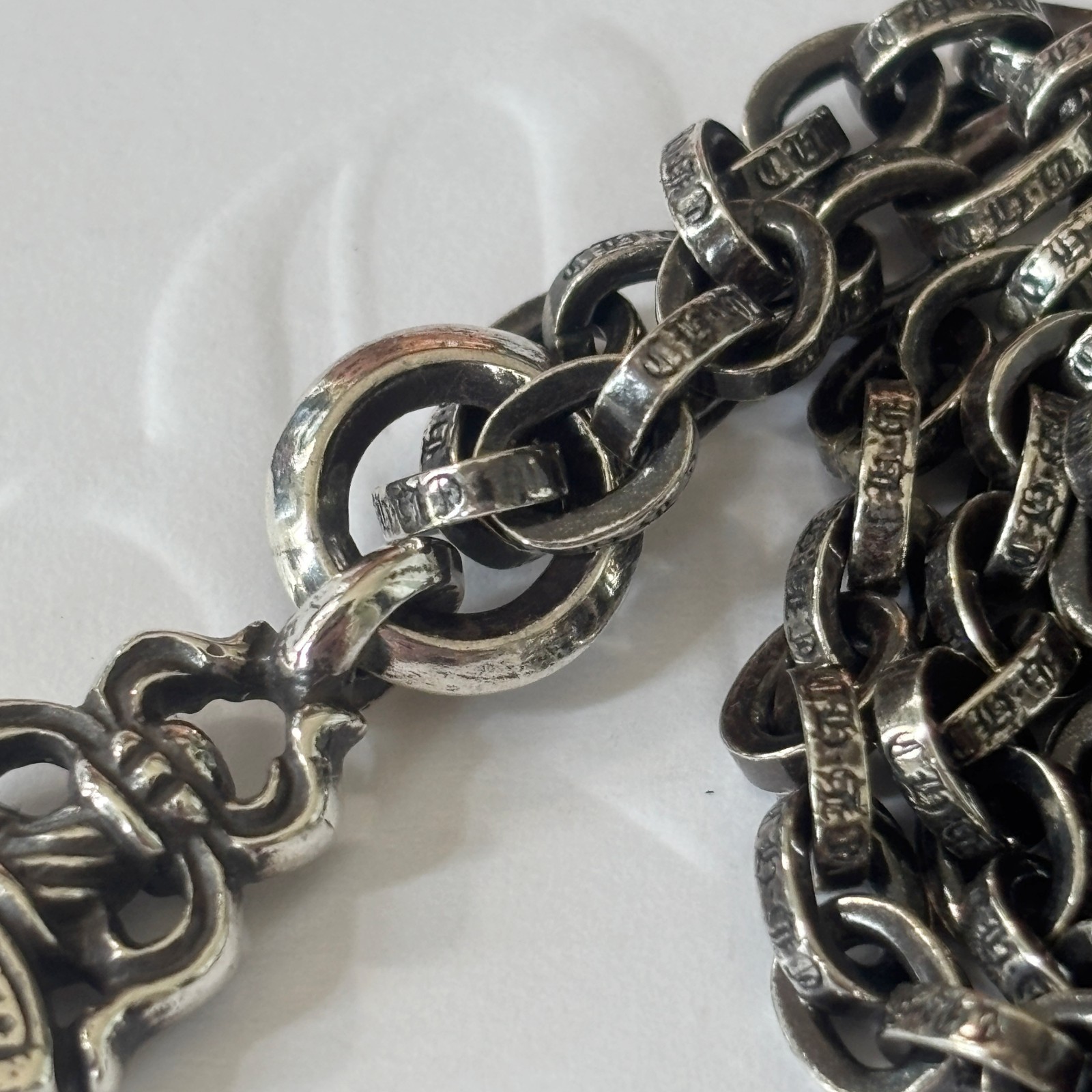 100% Authentic Chrome Hearts Dagger Charm With Paper Chain Necklace