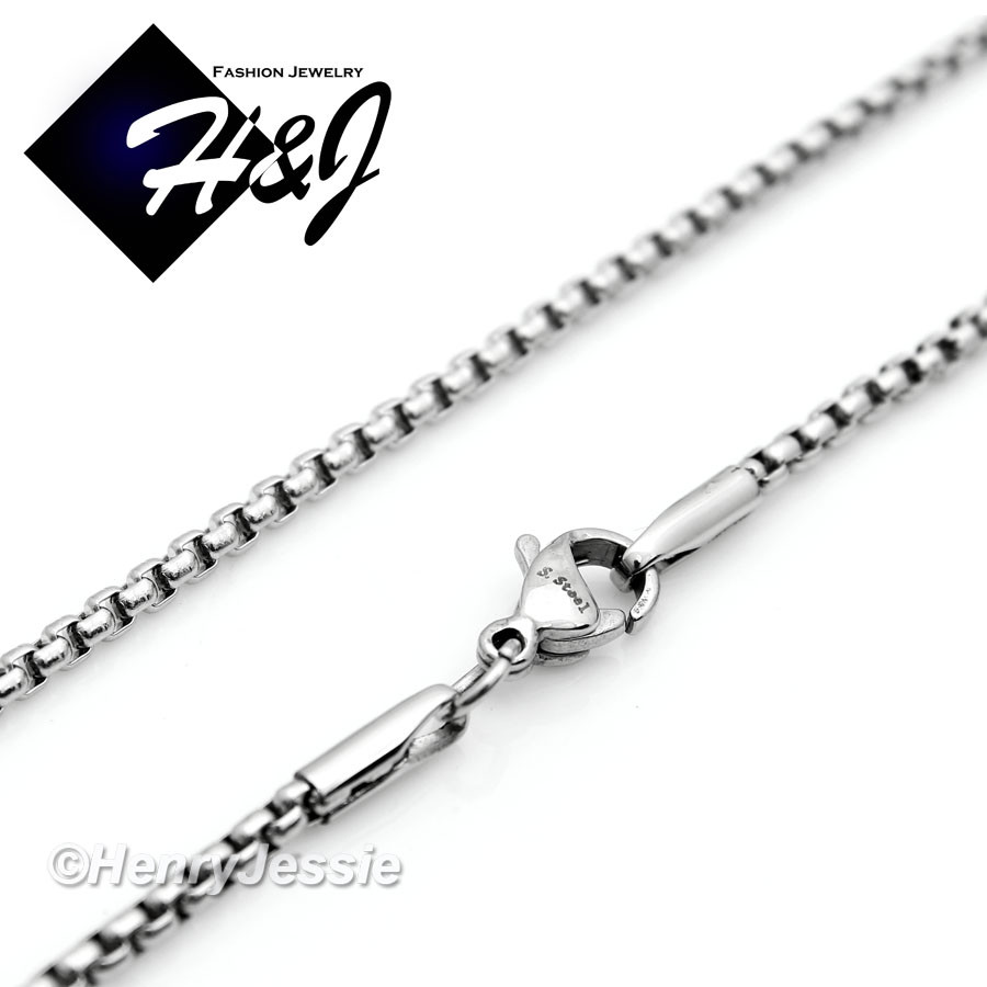 24″Men’s Women’s Stainless Steel 2mm Silver Smooth Box Link Chain Necklace