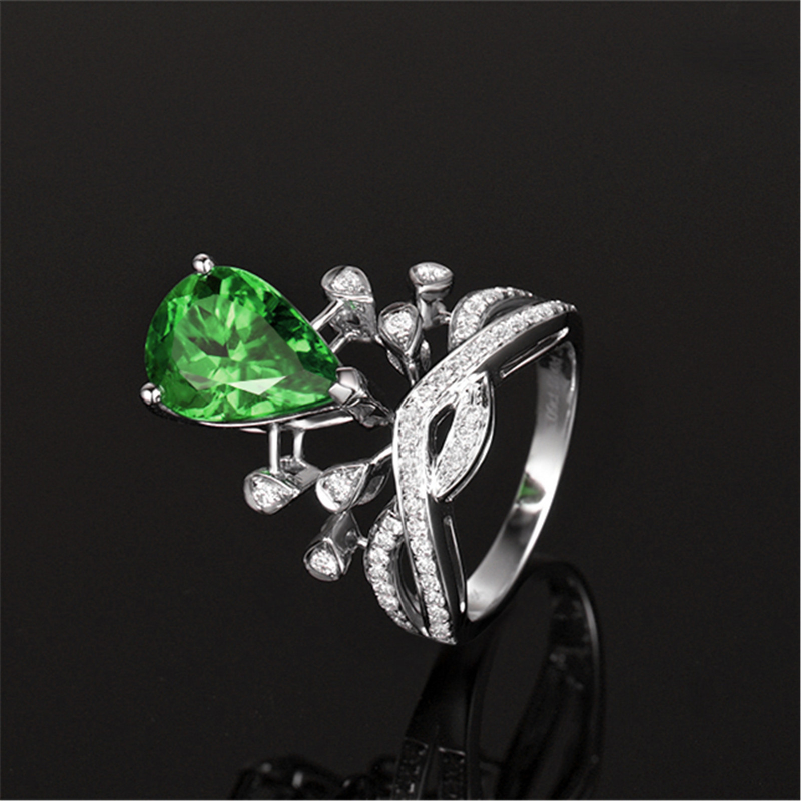 Women S925 Silver White Gold Plated Zircon Rings Men Rings Party Gift JZ083